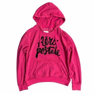 Y2K Aeropostale Pink and Black Sequin Hoodie Size Large